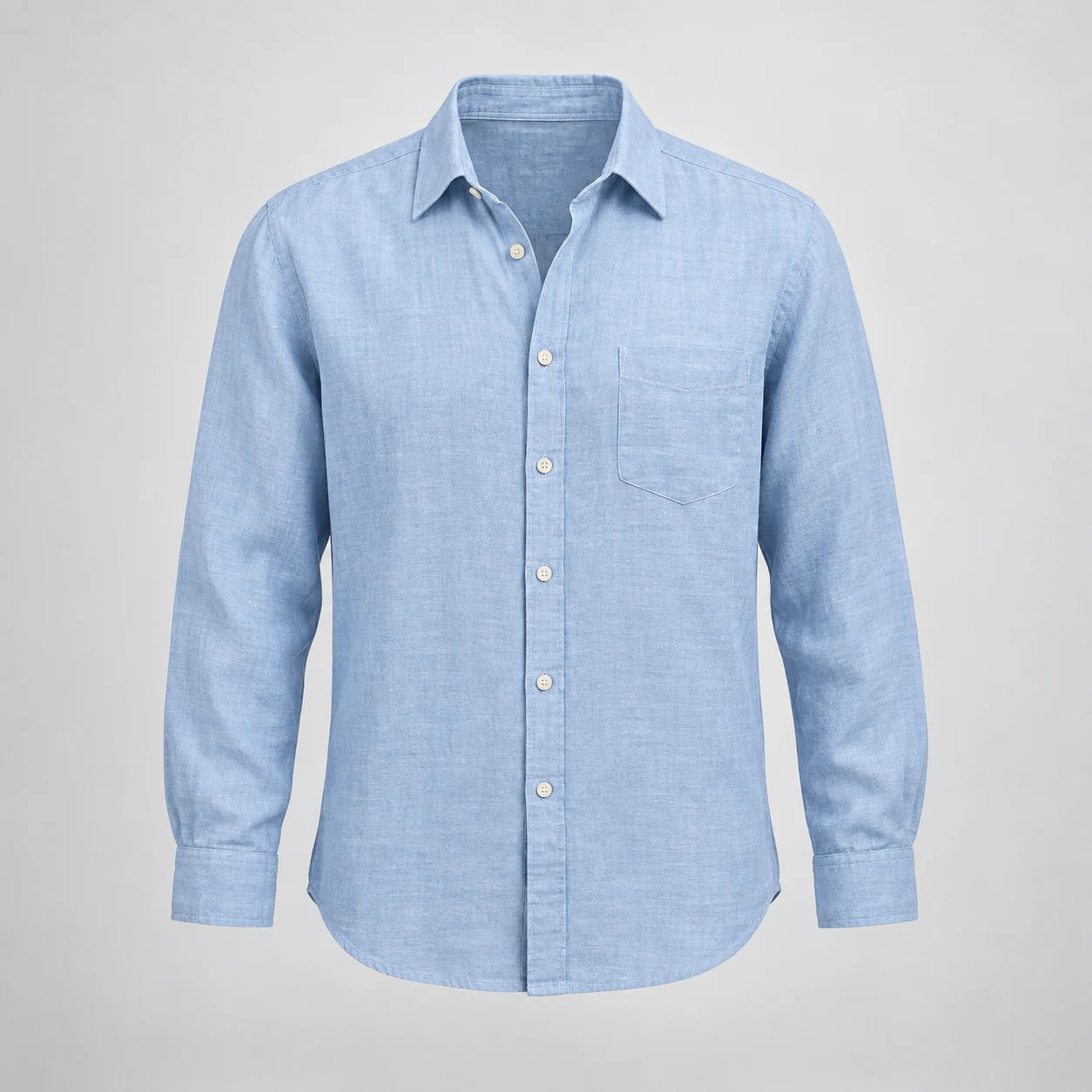 Harbour Linen Shirt in sky blue, clothing product photograph